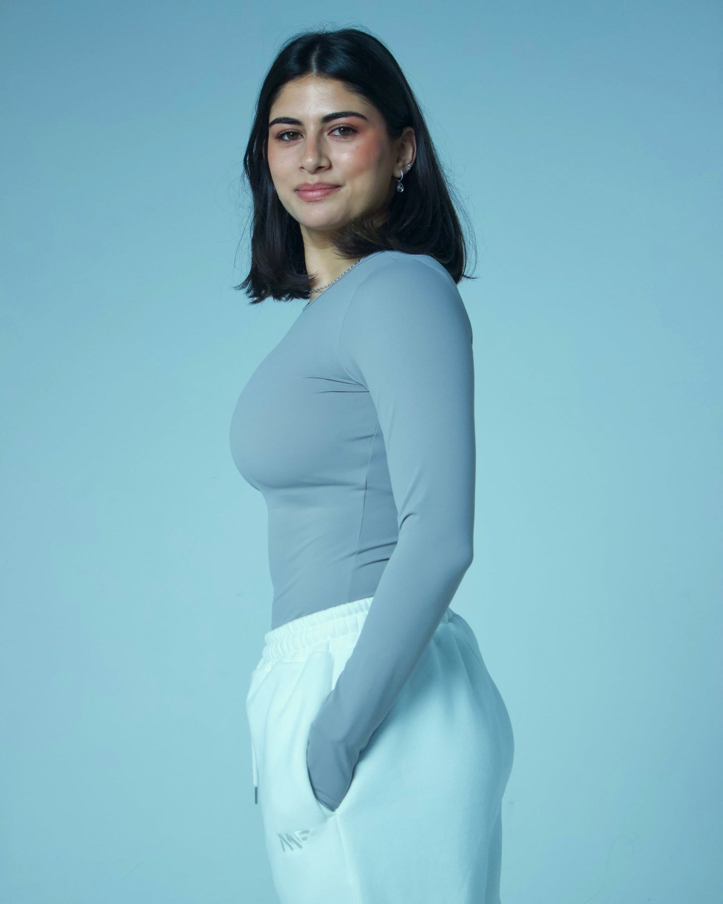 Pulse Long Sleeve Top - Stone Grey