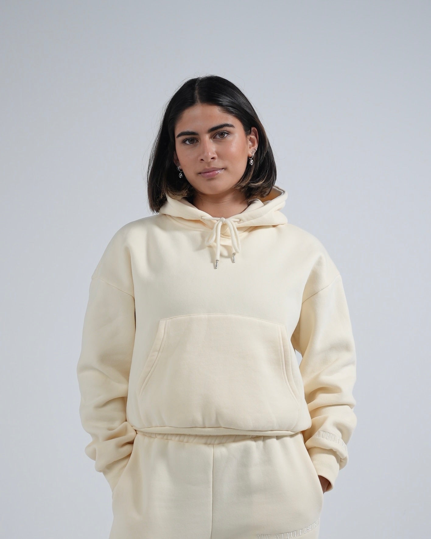 Lounge Cropped Hoodie - Cream