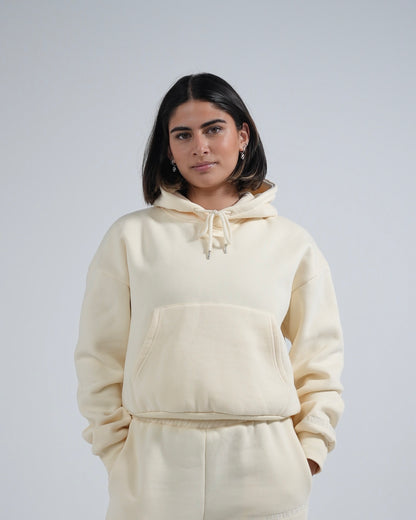 Lounge Cropped Hoodie - Cream