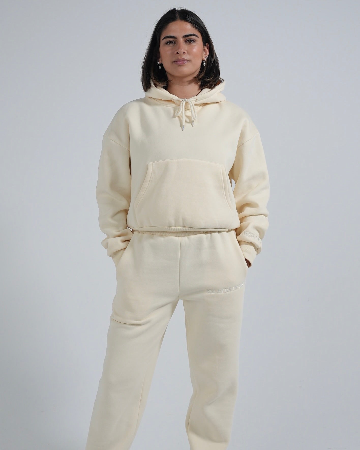 Lounge Cropped Hoodie - Cream