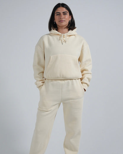 Lounge Cropped Hoodie - Cream